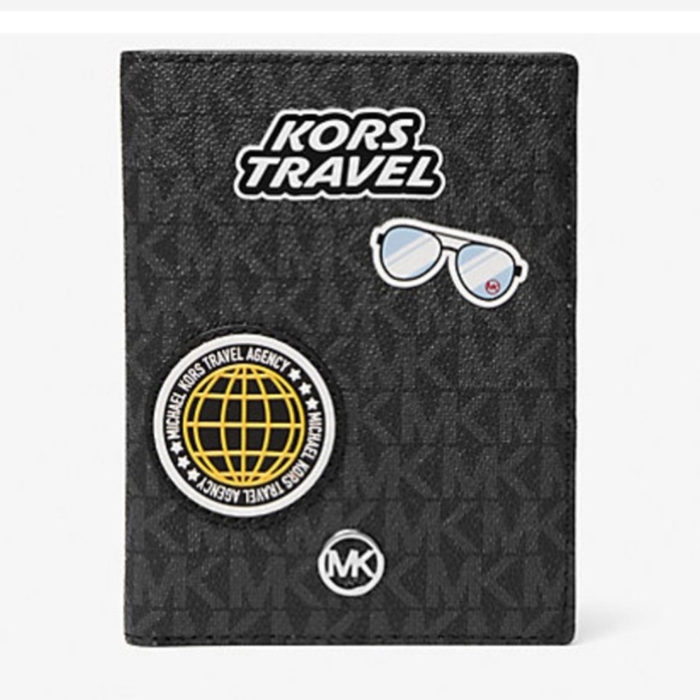Michael Kors Jet Set Travel Md Embellished Signature Logo Passport Case
Black